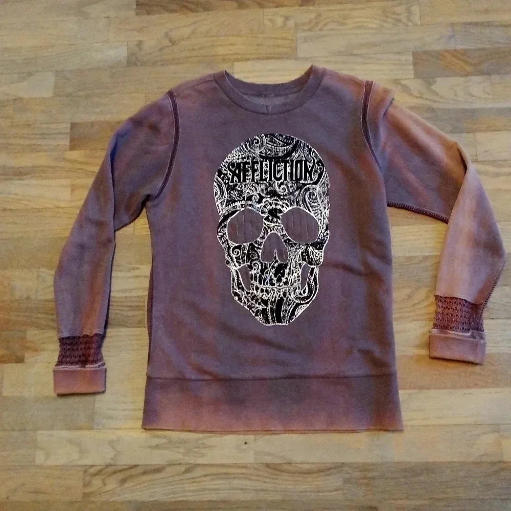 Affliction Live Fast Sugar Skull Sweater Crewneck Women's Small - Picture 12 of 12